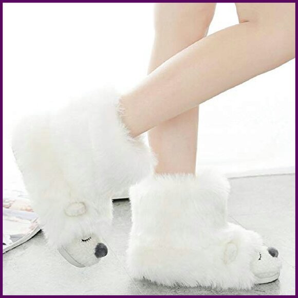 Warm Fluffy Slippers with Memory Foam, Anti-Slip Sole, Size 4-9.5 - Picture 3 of 8